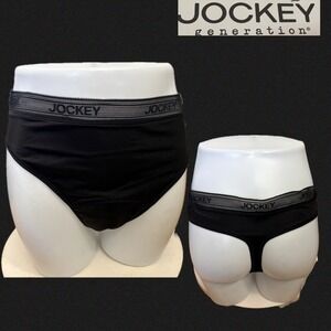 Jockey Worry Proof Period Underwear Thong 2-Pack Black XXXL Light Absorbency